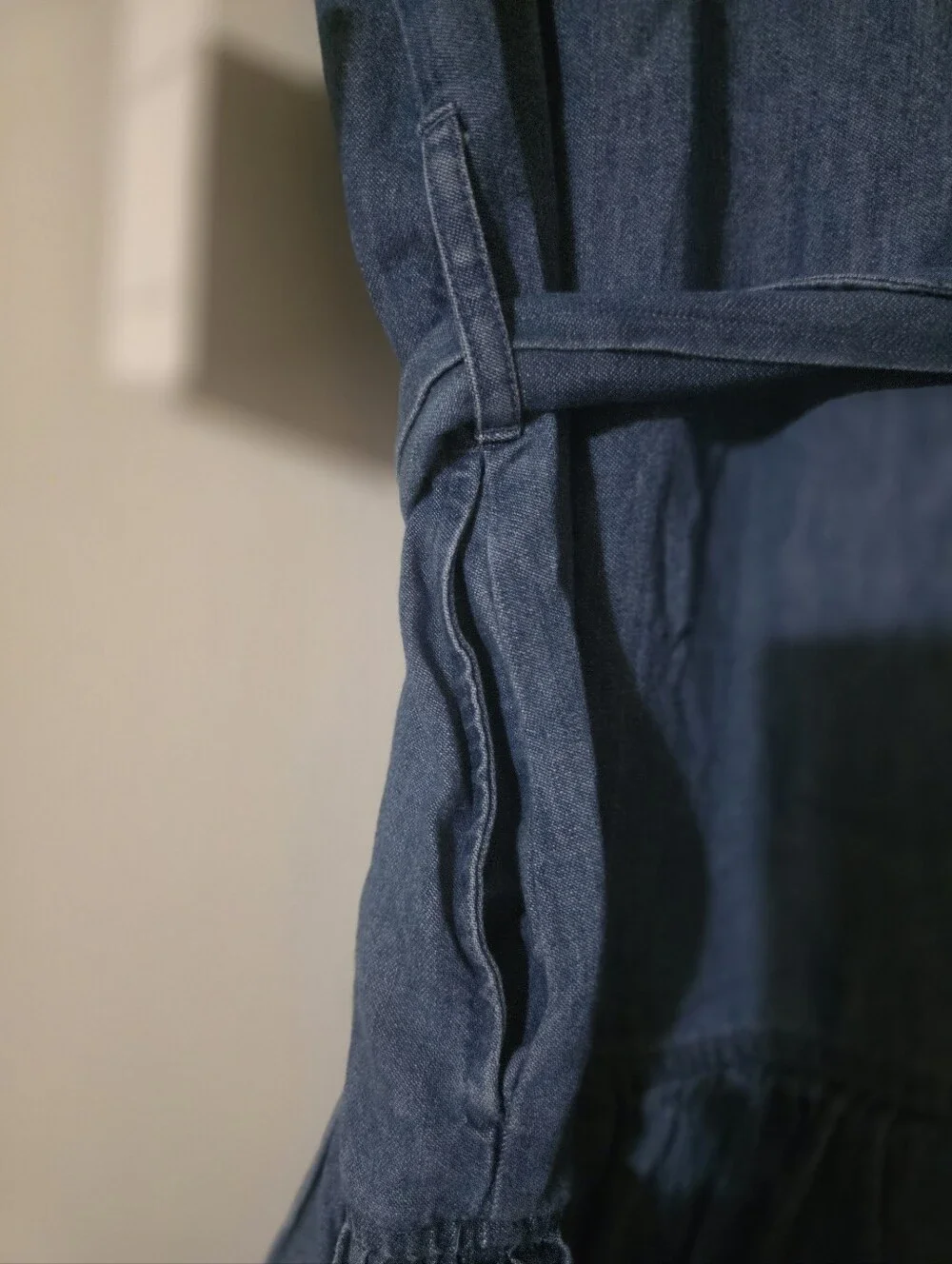 Free Assembly Denim Shirt Dress with Tie Waist - Blue - Picture 5 of 6